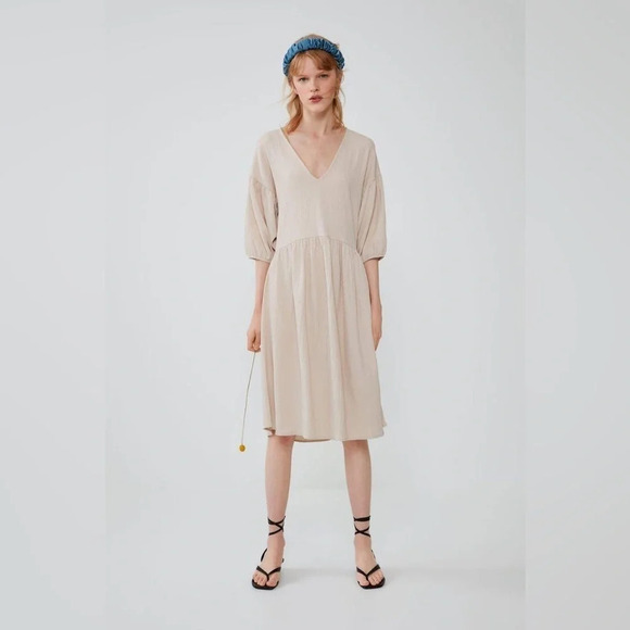ZARA Voluminous textured weave dress - Picture 1 of 10